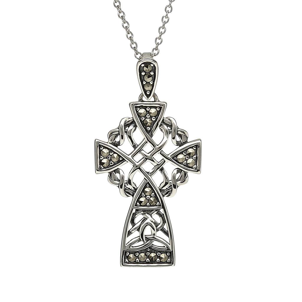 Anu Pendant: Sterling Silver Marcasite Celtic Cross