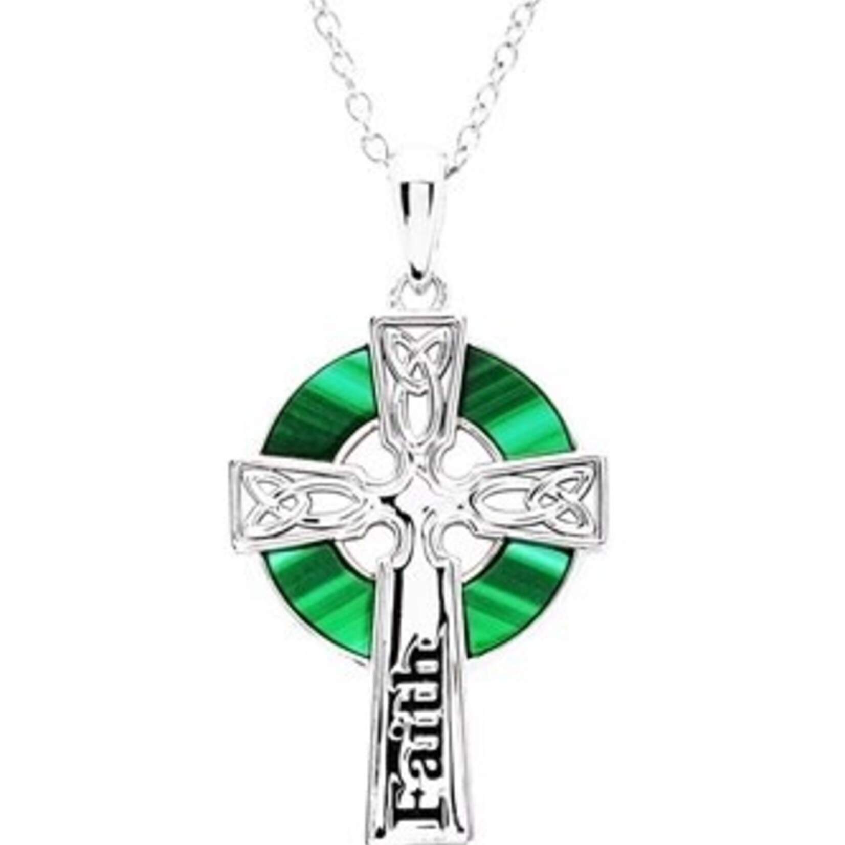 Shanore Necklace: SS Cross Malachite