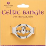 Leather Celtic Bangle: Claddagh