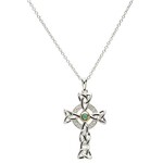 Shanore Necklace: SS Dia/Emerald Celtic Cross