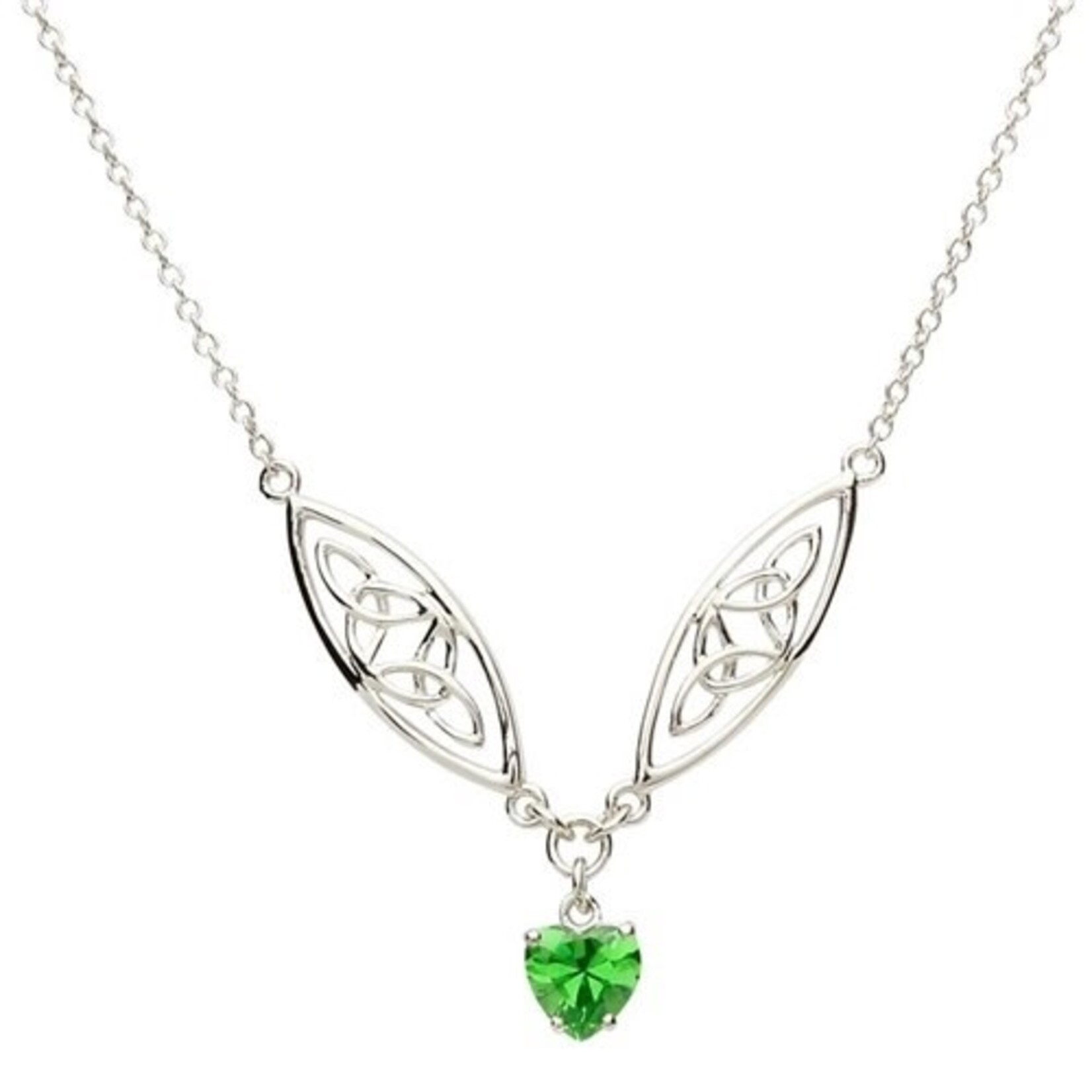 Necklace: SS Trinity Green Heart