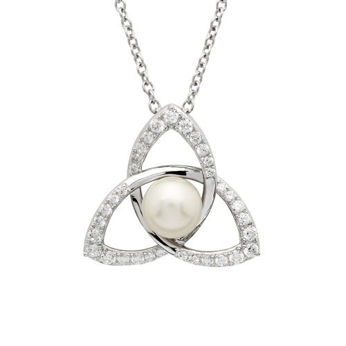 Shanore Pendant: SS Trinity Knot Pearl