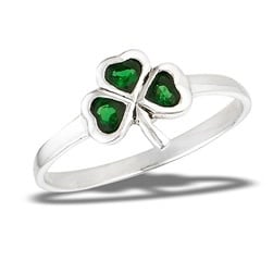 Ring: Shamrock w/Sim Emerald, SS