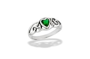 Ring: SS Celtic Heart Emerald