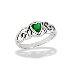 Ring: SS Celtic Heart Emerald