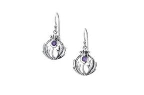Earrings: Thistle and Amethyst