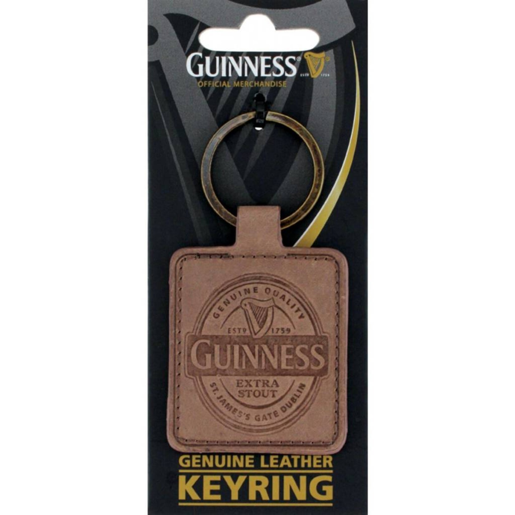 Guinness: Keyring, Brown Leather