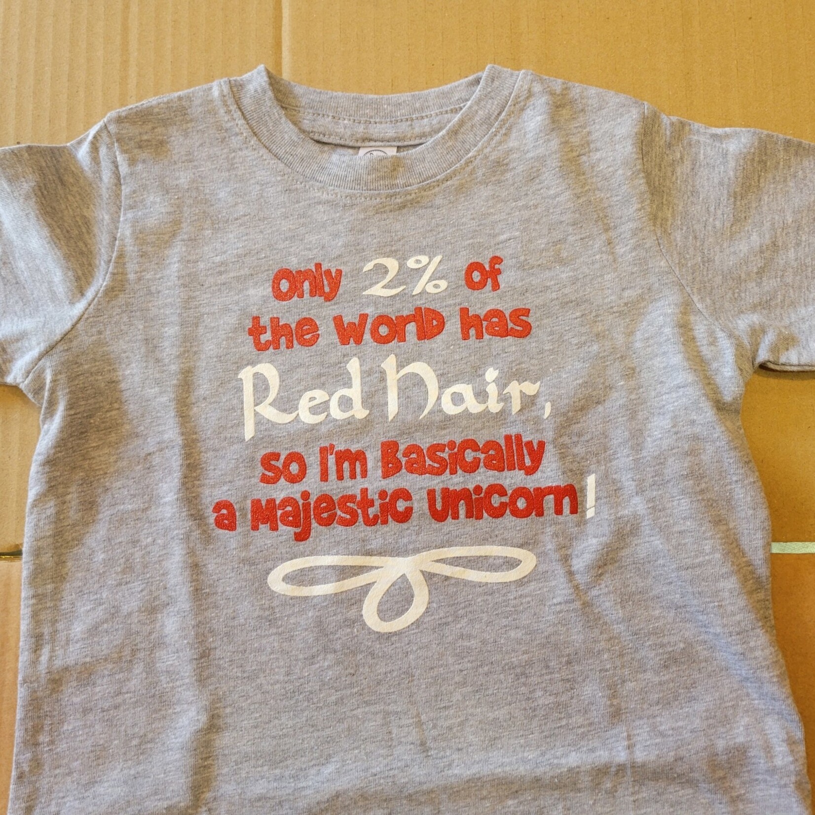 T Shirt: Kids 2% Gray Unicorn