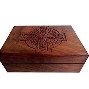 Jewelry Box: Celtic Cross, Wooden (4"x6")