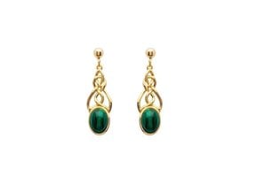 Earrings: 14k Malachite Knot Vermeil