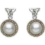 Anu Earrings: SS Marcasite Trinity Pearl
