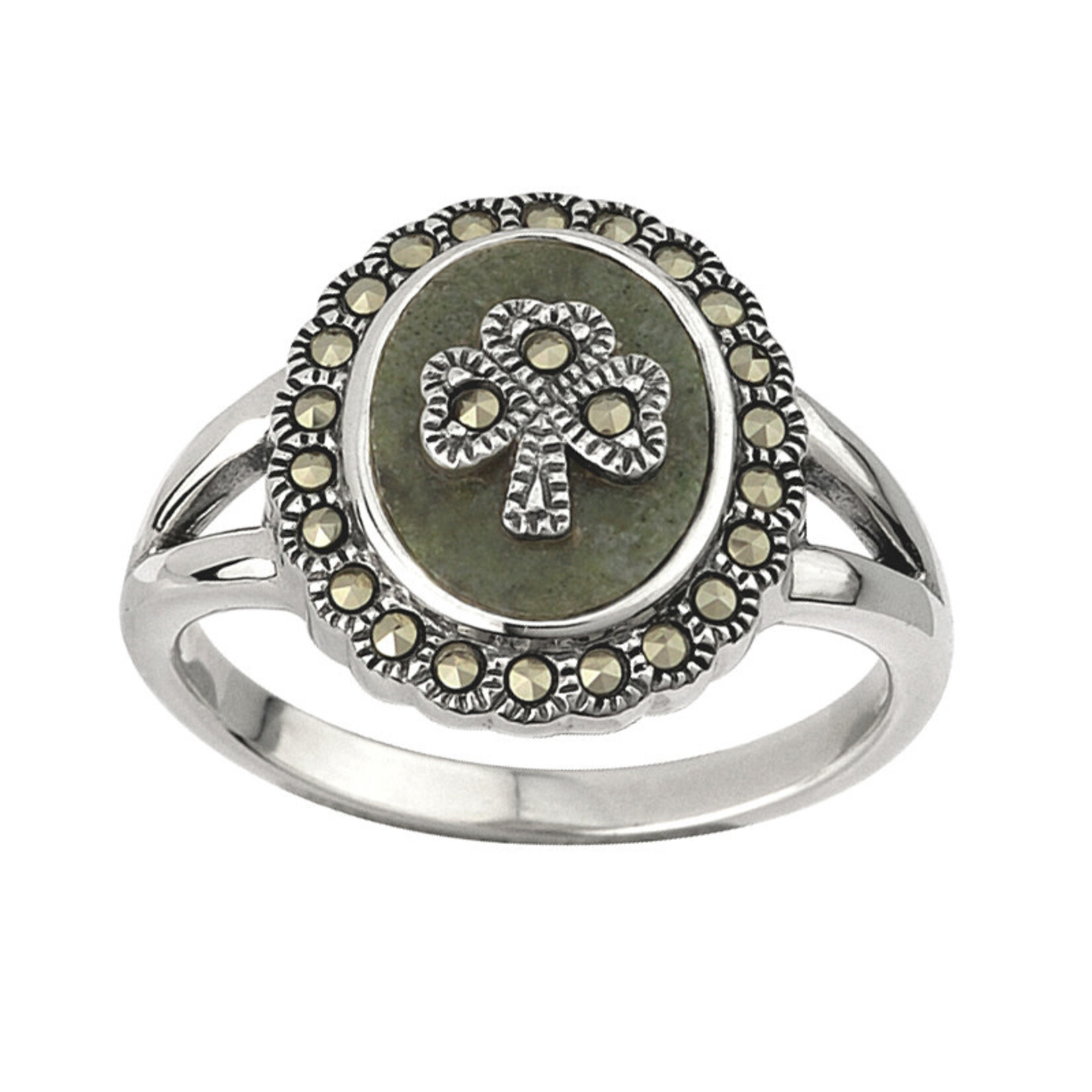 Ring: SS Marble Marcasite Shamrock