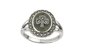 Ring: SS Marble Marcasite Shamrock