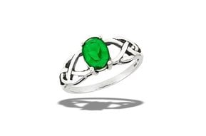 Ring: SS emerald side triquetras