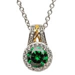 Shanore Necklace: SS Round Halo Green CZ
