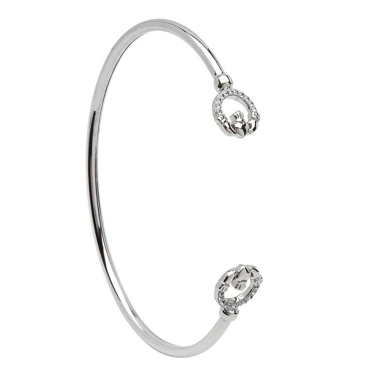 Shanore Bracelet: SS Claddagh Swarovski Cuff Bangle