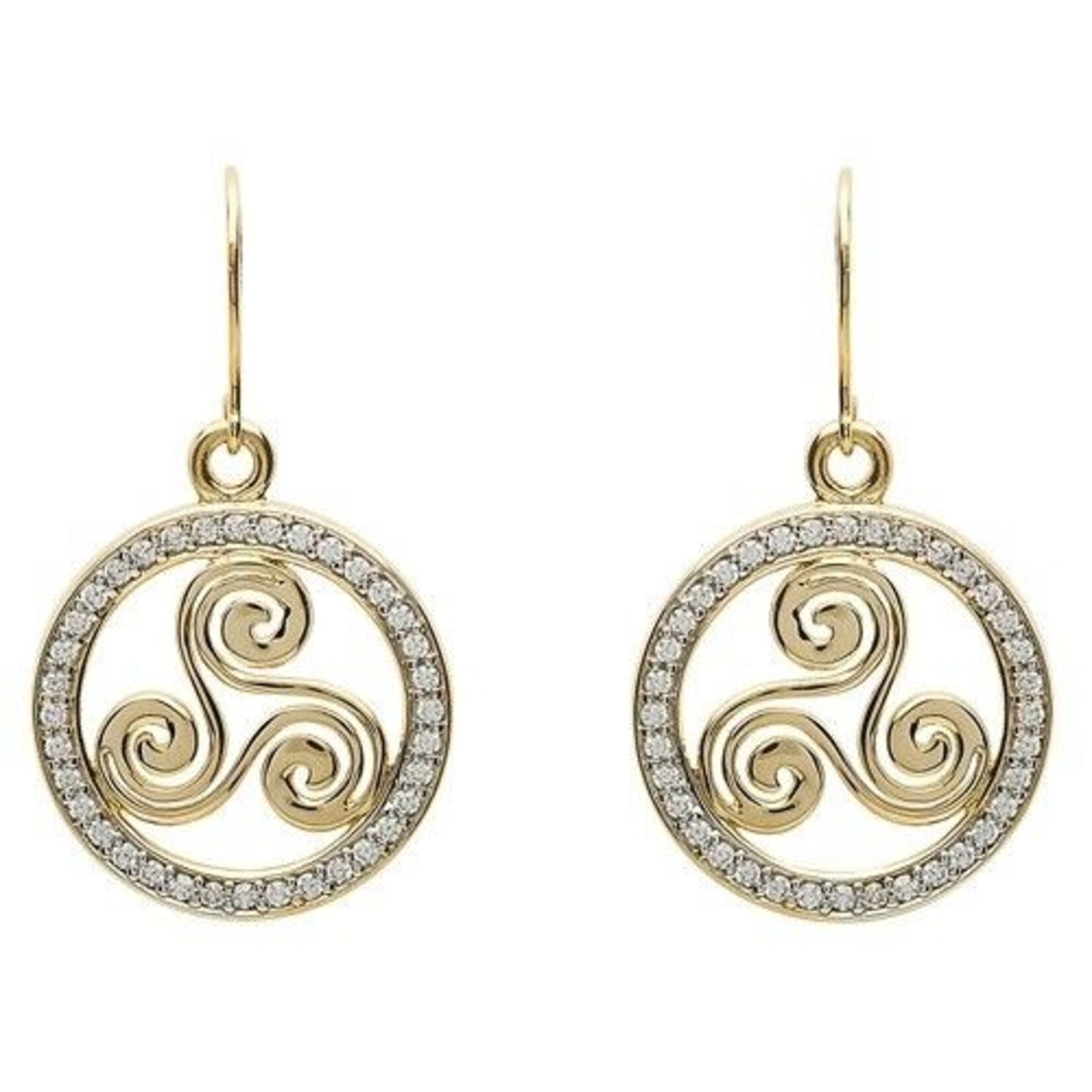 Shanore Earrings: 10K Gold CZ Triskal
