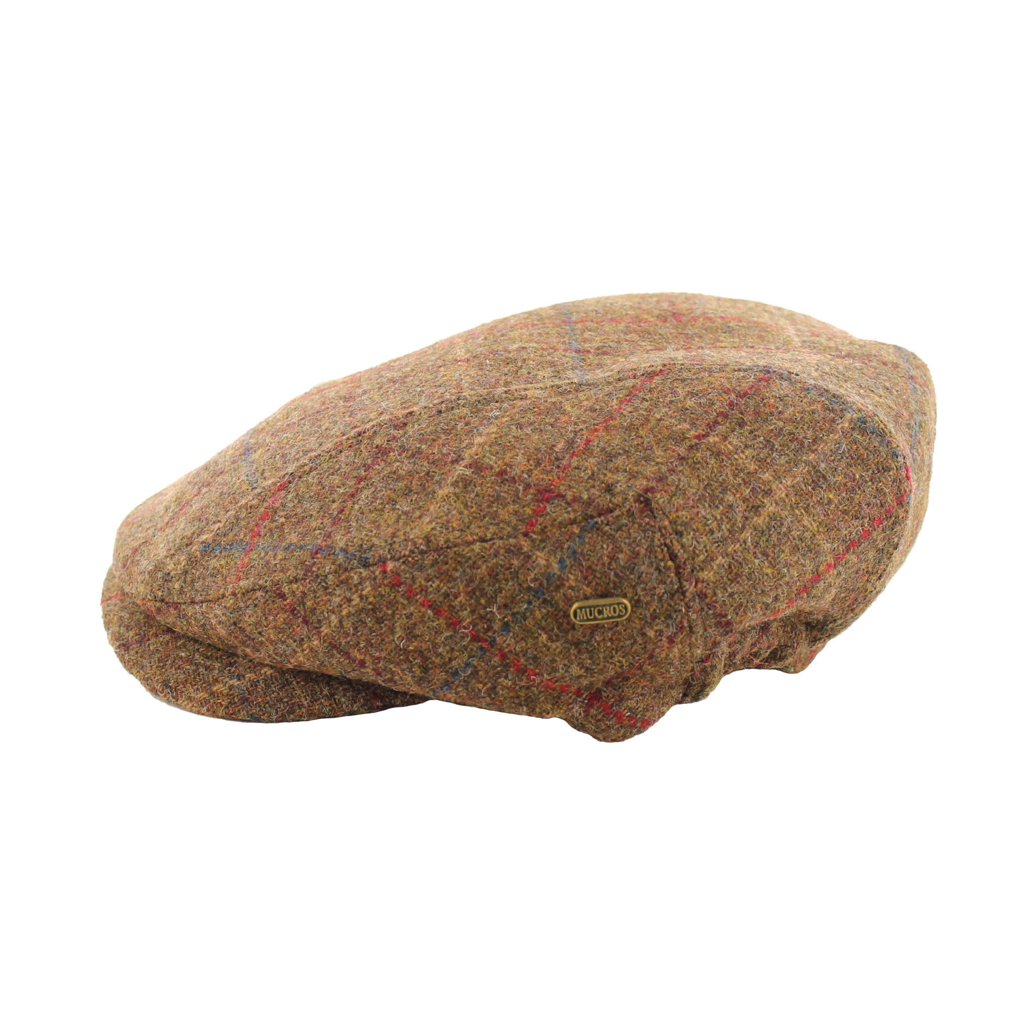Mucros Weavers Hat: Kerry Cap, Brown, Color Grid, Tweed