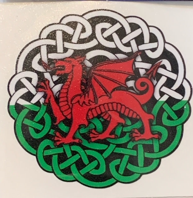 Sticker: Celtic Circle, Red Dragon