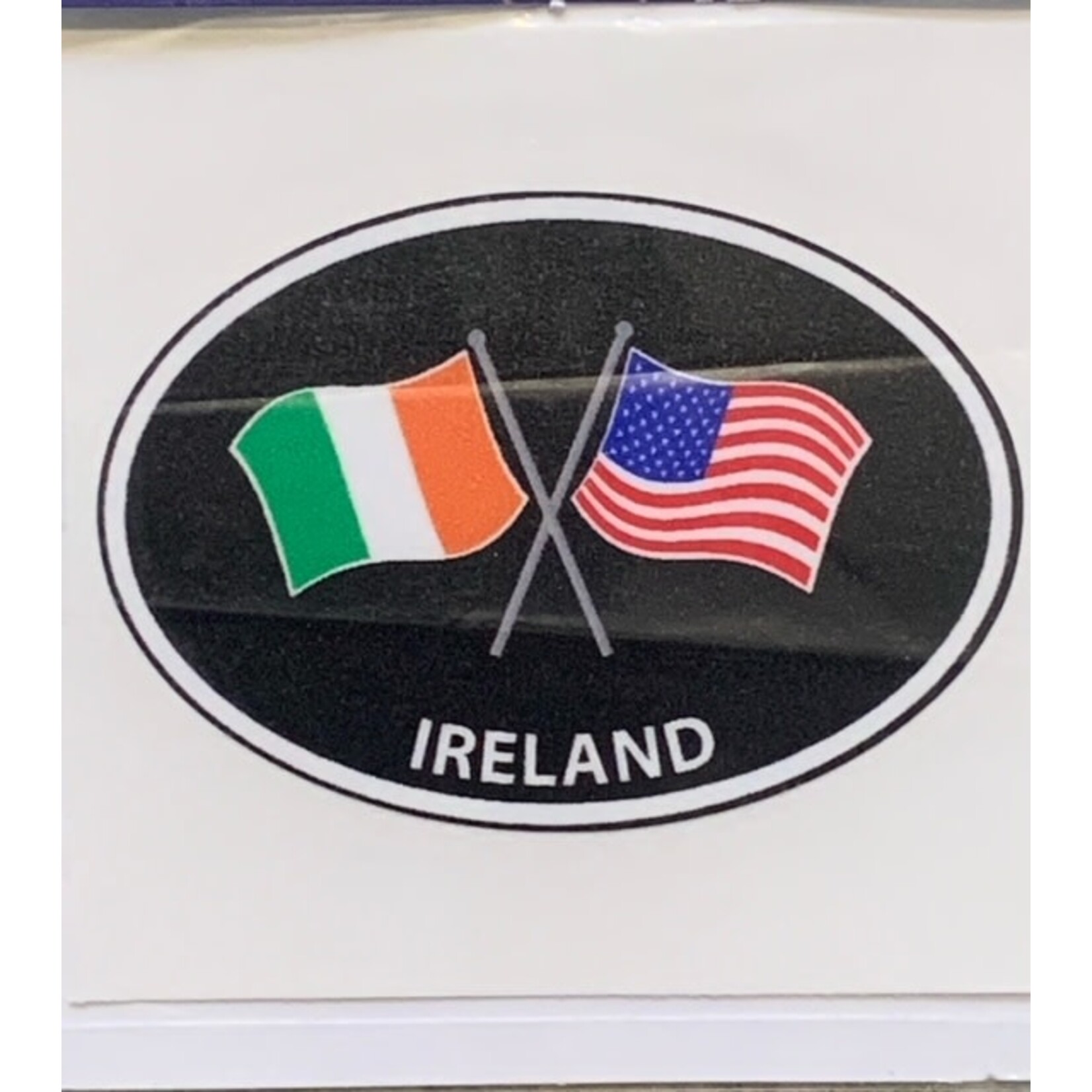 Sticker: Crossed Flags, Ireland/USA