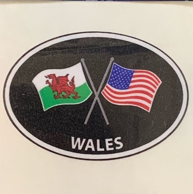 Sticker: Crossed Flags, Wales/USA