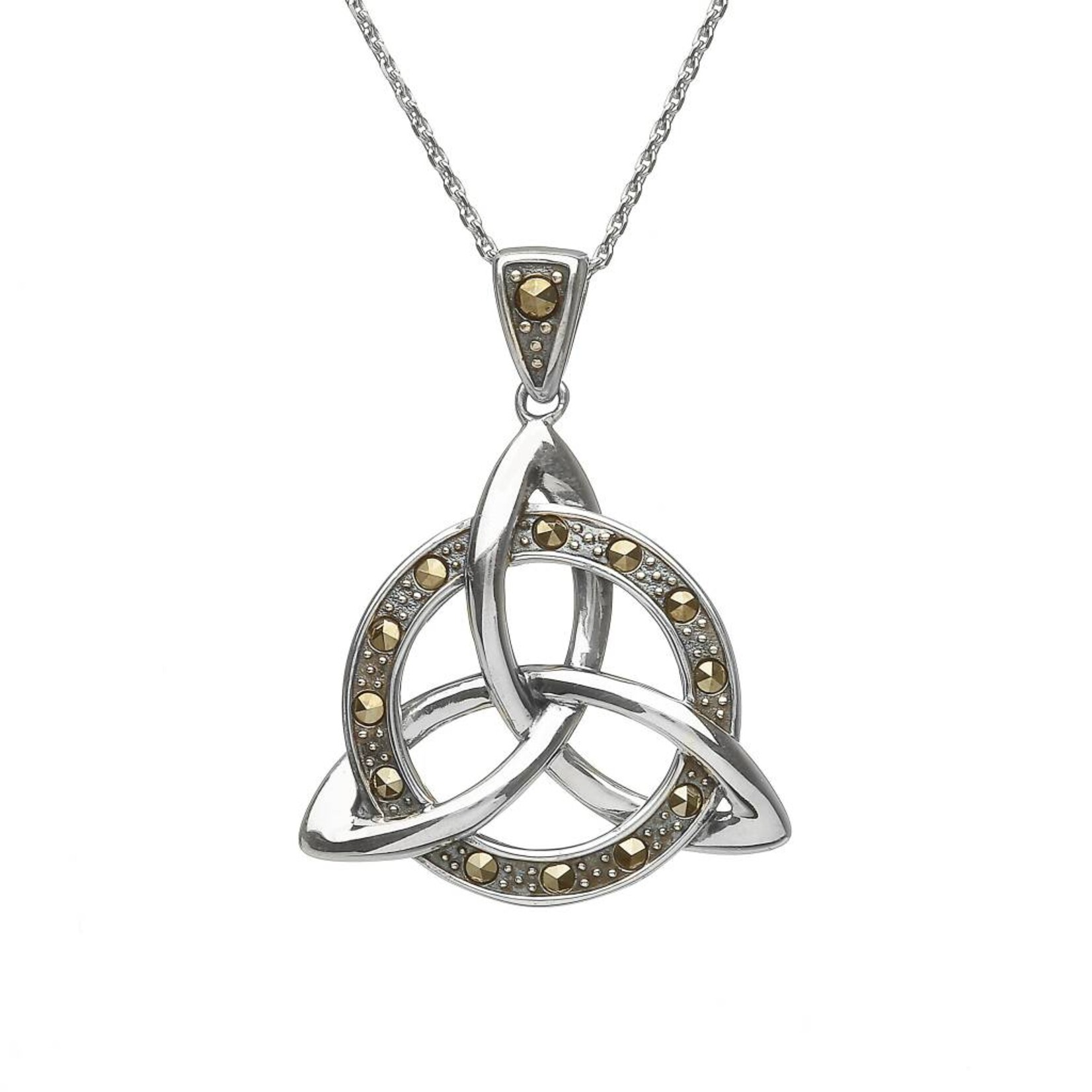 Necklace: SS Entwined Circle Marcasite Trinity