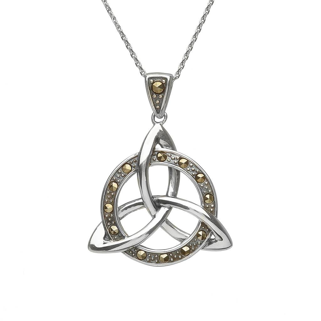 Anu Pendant: SS Entwined Circle Marcasite Trinity