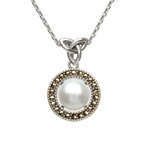 Necklace: SS Marcasite FW Pearl Trinity