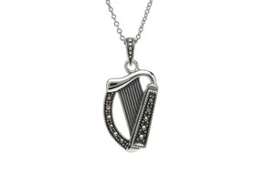 Pendant: SS Marcasite Harp