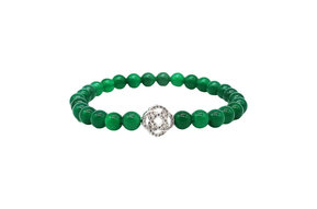 Bracelet: SS Celtic Knot Grn Agate