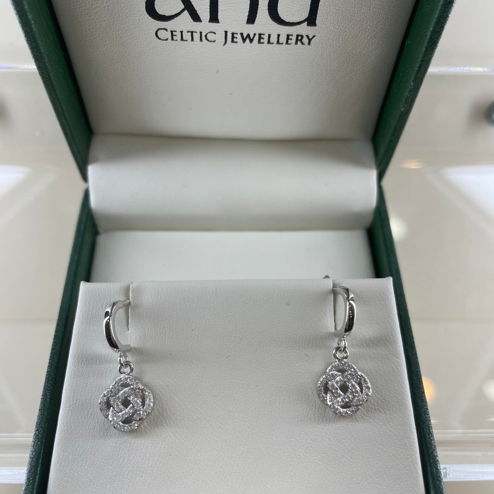 Anu Earrings: SS Celtic Knot CZ
