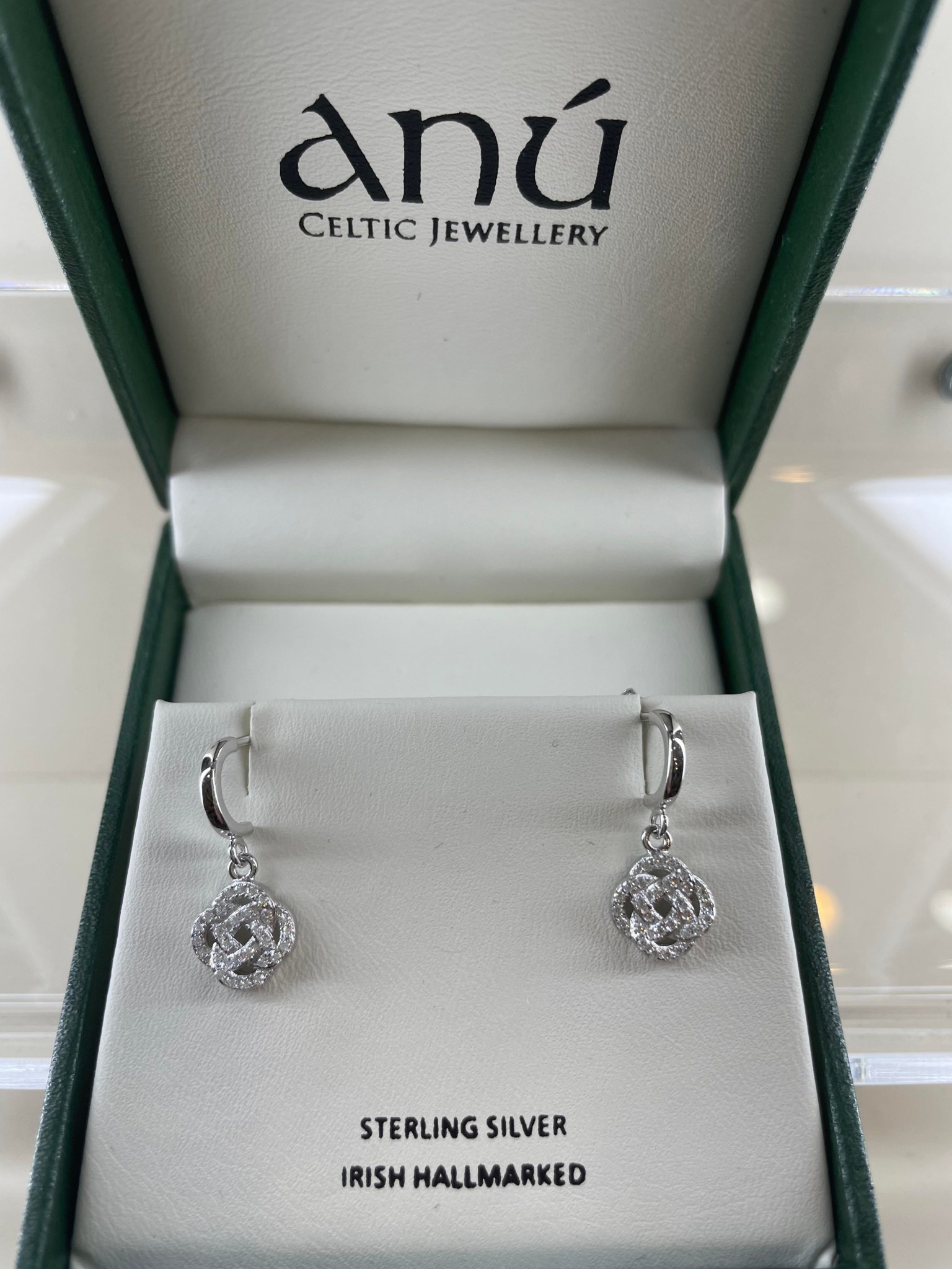 Anu Earrings: SS Celtic Knot CZ
