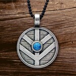 Necklace: Viking Shield w/Denim Lapis