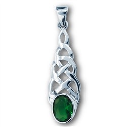 Pendant: SS Grn CZ Knot