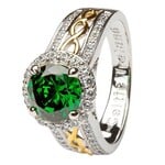 Ring: SS Halo Green CZ
