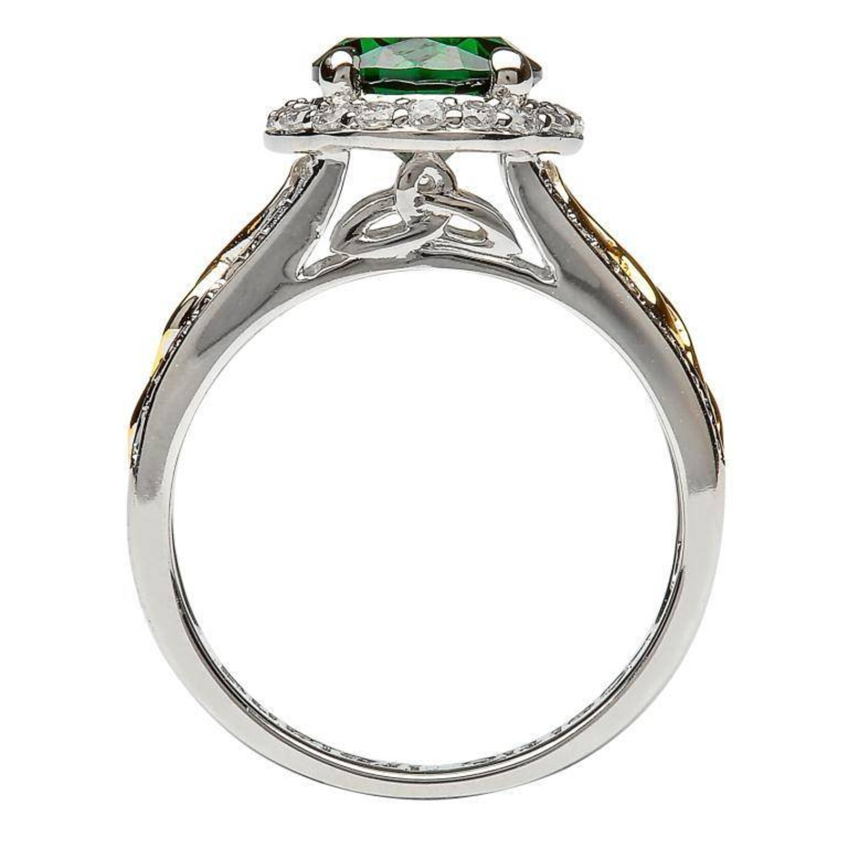 Ring: SS Halo Green CZ