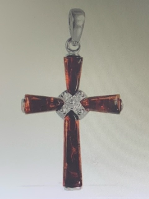 Pendant: Amber Celtic Cross