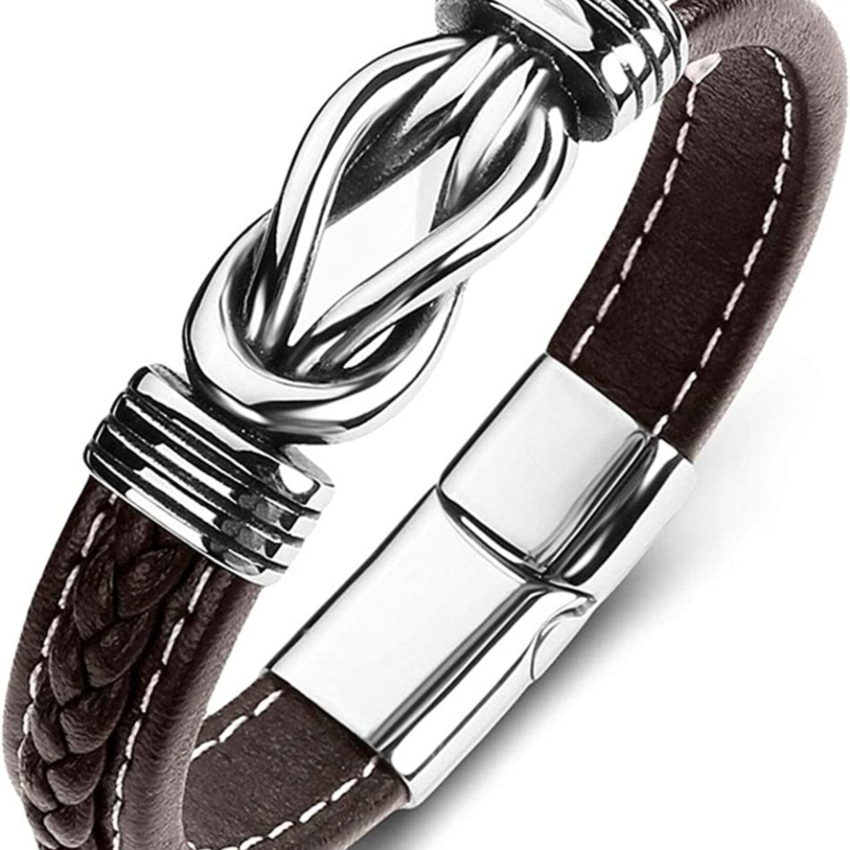 Leather Bracelet: Men's Magnetic, Steel, Leather