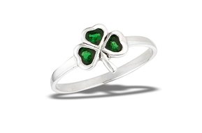 Ring: Shamrock w/Sim Emerald, SS