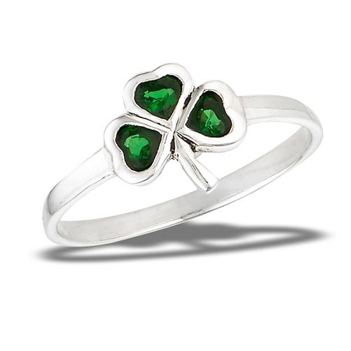 Ring: Shamrock w/Sim Emerald, SS