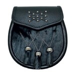 Sporran: Semi-Dress, Studded, Dbl Chain, Blk
