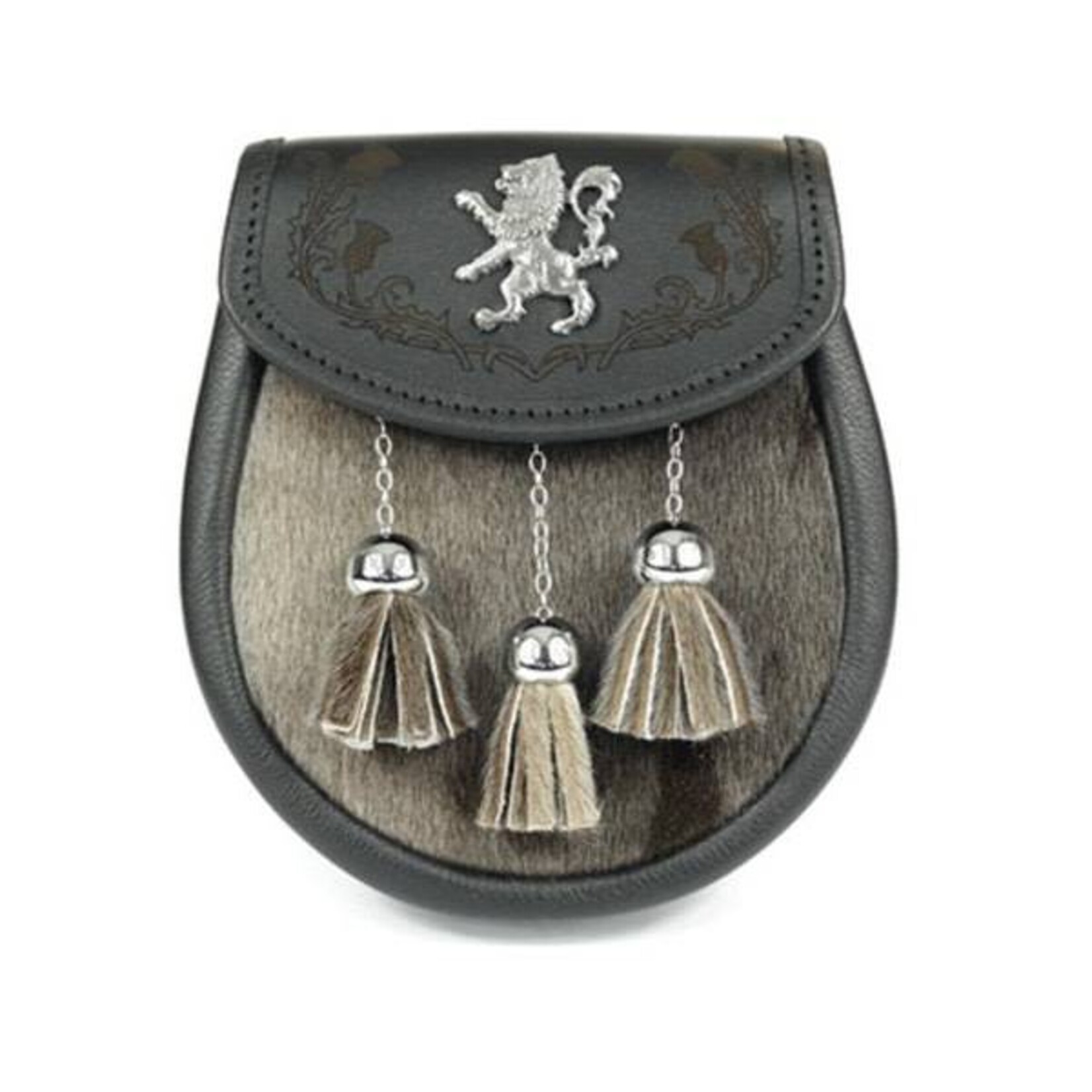 Sporran: Semi-Dress Lion, Embossed