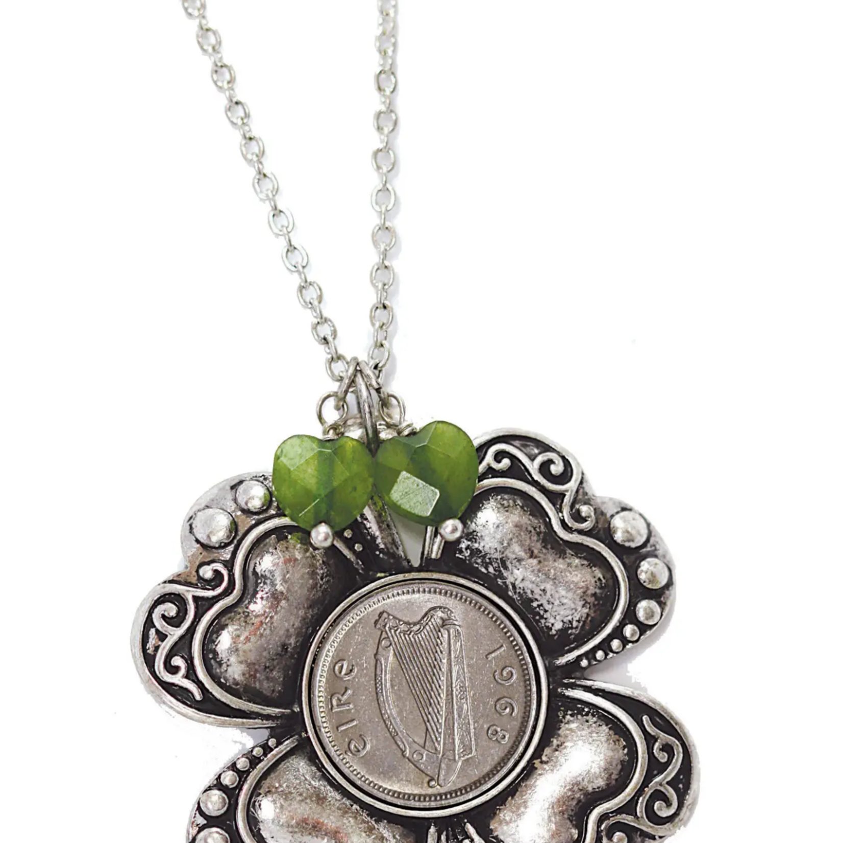 American Coin Treasures Necklace: SS Clover Coin Pendant