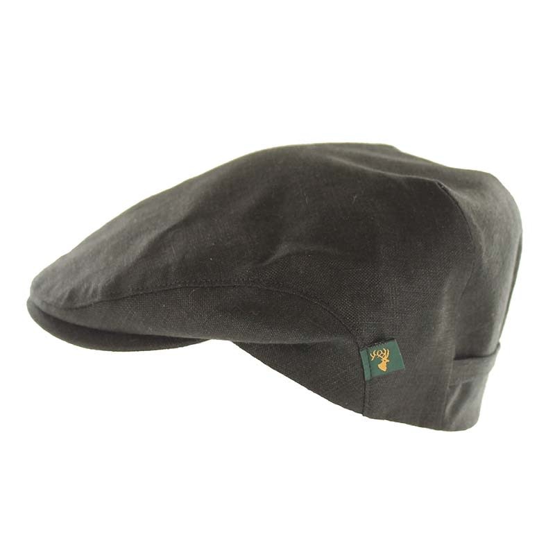 Mucros Weavers Hat: Tailored Cap, Black, Linen
