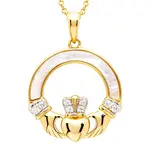 Shanore Necklace: 14k MOP Claddagh Vermeil