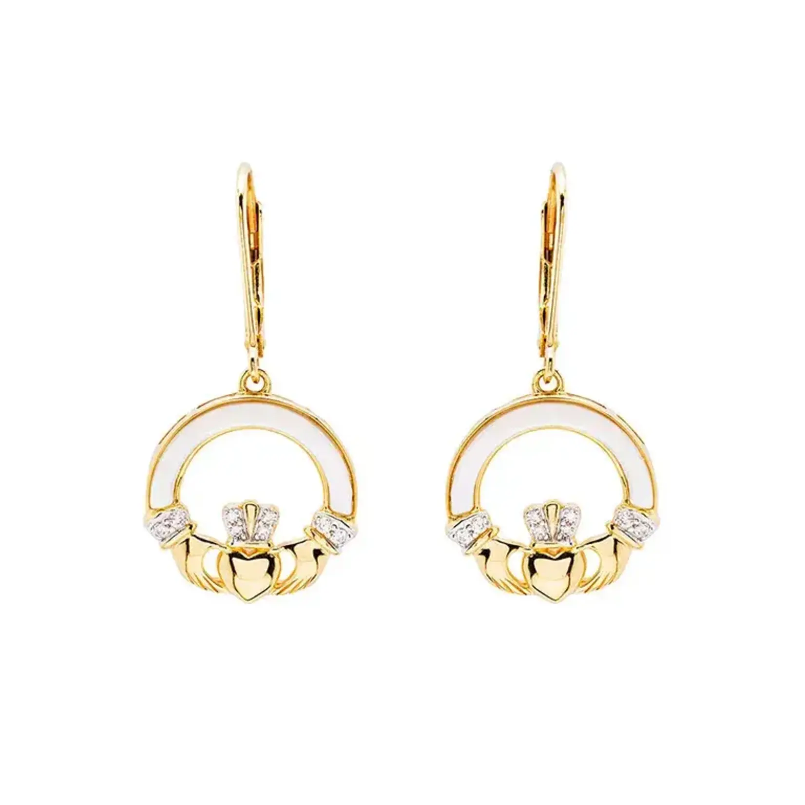 Earrings: 14k MOP Claddagh Vermeil