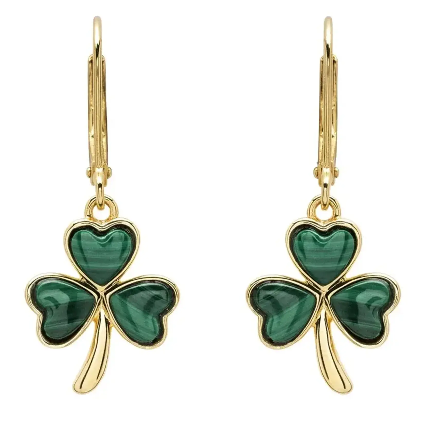 Earrings: 14k Malachite Shamrock Vermeil