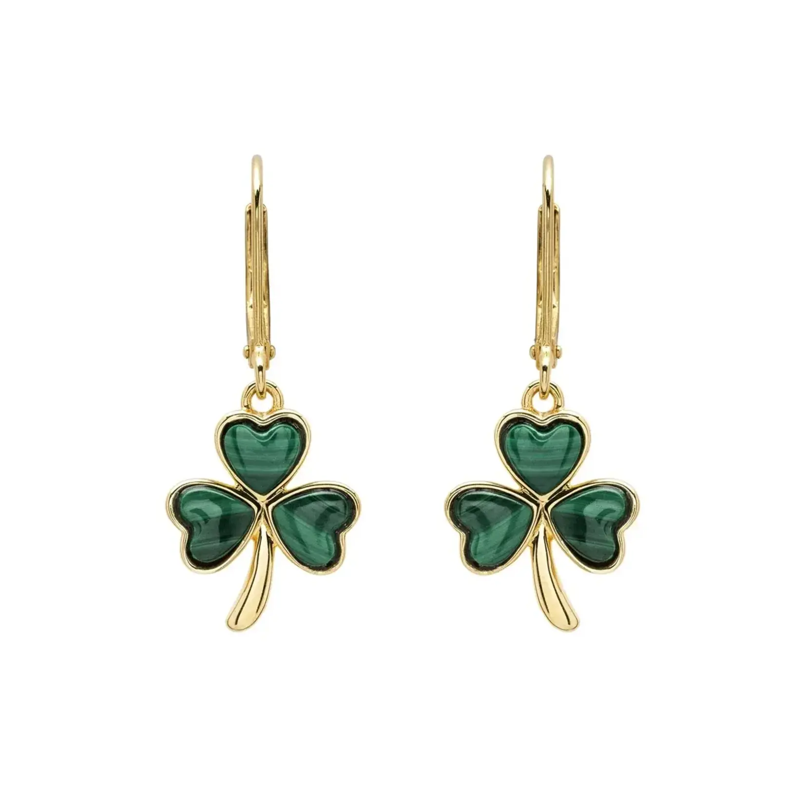 Earrings: 14k Malachite Shamrock Vermeil