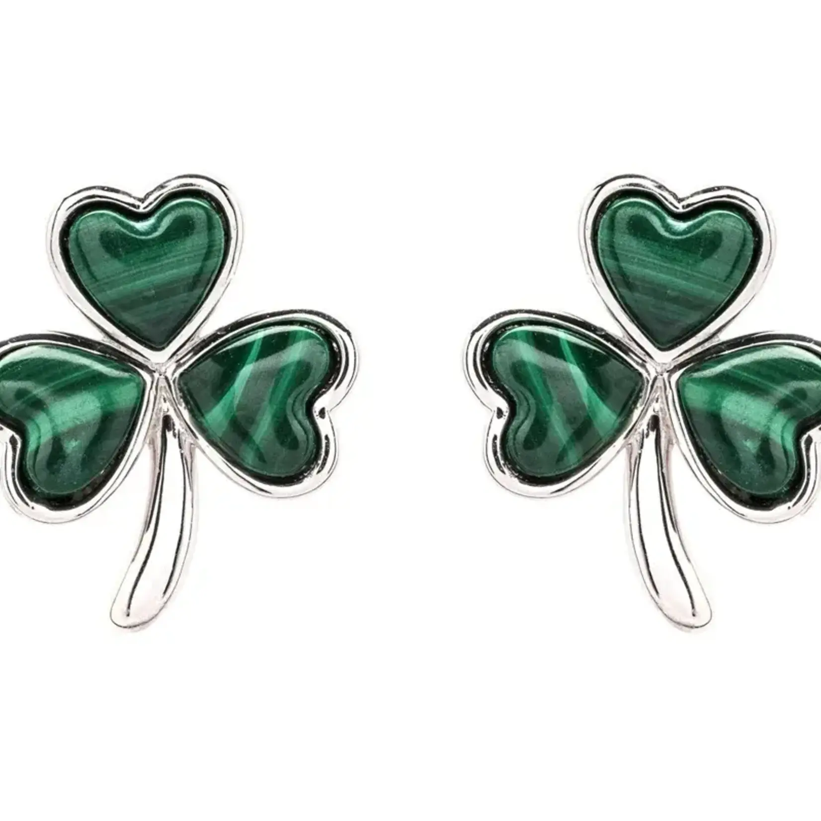 Shanore Earrings: SS Malachite Shamrock Stud
