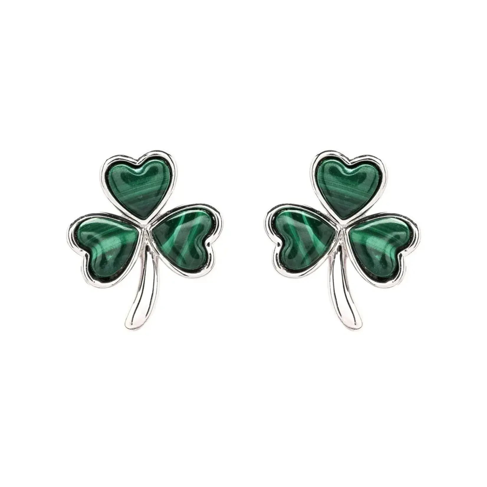 Earrings: SS Malachite Shamrock Stud